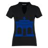 Women's corporate short-sleeved top v-neck mandarin collar (regular fit) Thumbnail