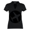 Women's corporate short-sleeved top v-neck mandarin collar (regular fit) Thumbnail