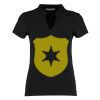 Women's corporate short-sleeved top v-neck mandarin collar (regular fit) Thumbnail