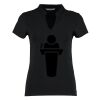 Women's corporate short-sleeved top v-neck mandarin collar (regular fit) Thumbnail